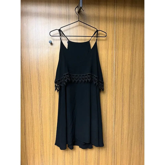 LuLu's Black Fringe Dress Women's Size Small Party Cocktail Spaghetti Straps - Picture 3 of 3